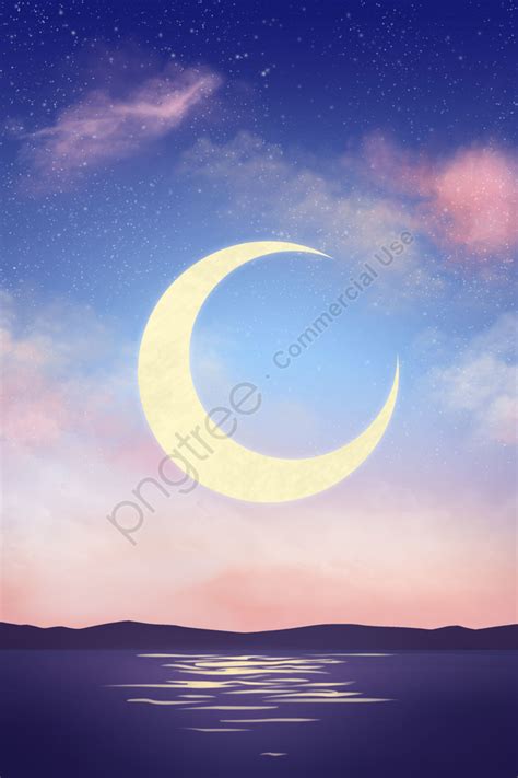 Starry Sky Moon Powder Blue Dusk Illustrator Starry Sky Moon