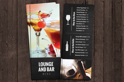 bar  lounge drink menu brochure templates creative market