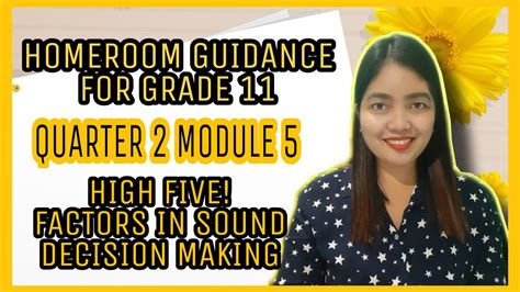 Grade 11 Homeroom Guidance Quarter 2 Module 5 High Five Factors In
