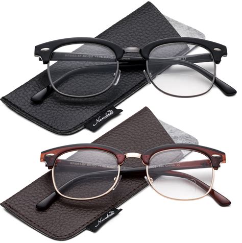 2 Packs Bifocal Reading Glasses Half Frame Vintage Retro | Free Nude