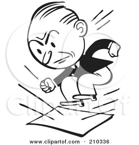 Royalty Free RF Clipart Illustration Of A Retro Black And White Businessman Kicking Another In