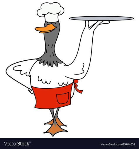Cartoon Duck Chef With A Tray Royalty Free Vector Image
