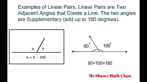 Definition And Examples Of Linear Pairs Youtube