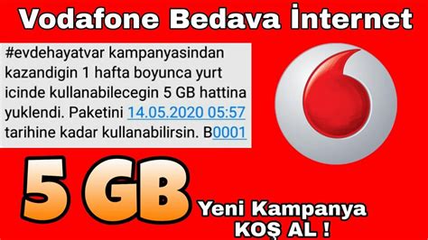 Vodafone Bedava İnternet 5 GB Efsane Kampanya YouTube