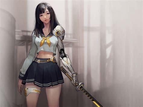1600x1200 Warrior Anime Girl With Sword 1600x1200 Resolution Hd 4k