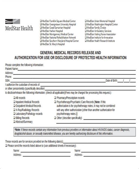 Free 9 Release Of Medical Information Form Samples In Ms Word Pdf