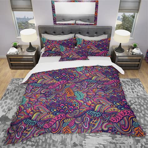 Designart Texture With Abstract Flowers Bohemian And Eclectic Bedding