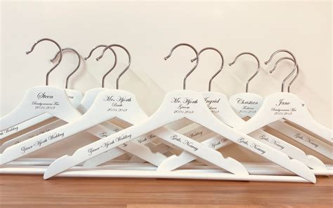 White Brown Wedding Wooden Coat Hangers Personalised With Etsy