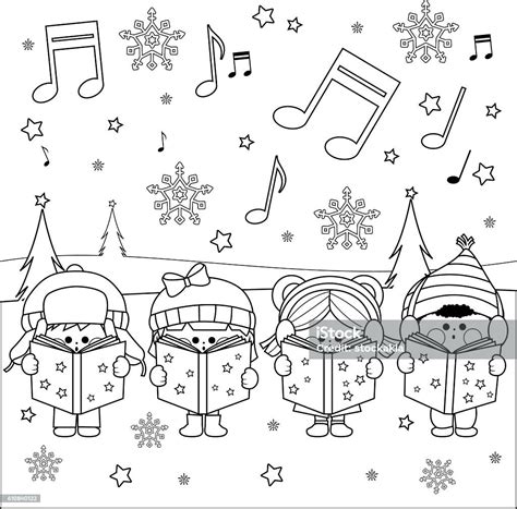 Group Of Children Singing Christmas Carols Stock Illustration