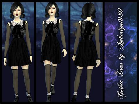 The Sims Resource Gothic Dress With Collar And Camee