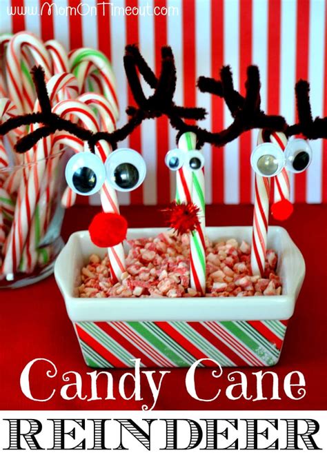 This candy cane reindeer craft is not only fun to make, but fun to eat! Candy Cane Reindeer Craft Tutorial- Mom On Timeout