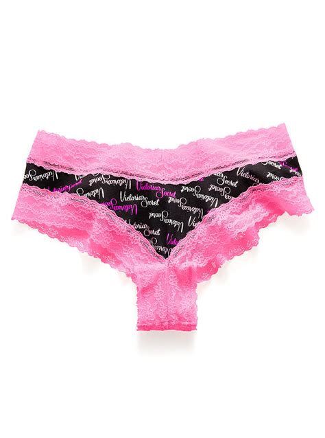 Victorias Secret Lace Waist Cheeky Panty In Multicolor Black Logo Lyst