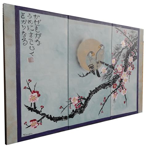 Japan Art Cherry Blossom And Love Birds Japanese Style Painting J175