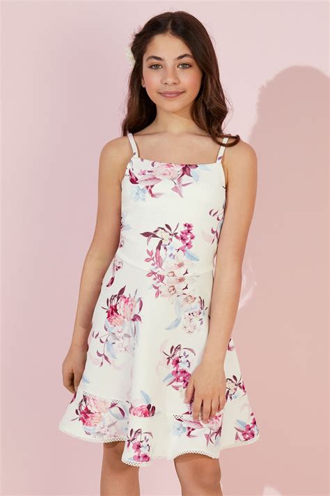 Lipsy Girl Floral Scuba Dress In 2020 Asos Lace Dress Dresses