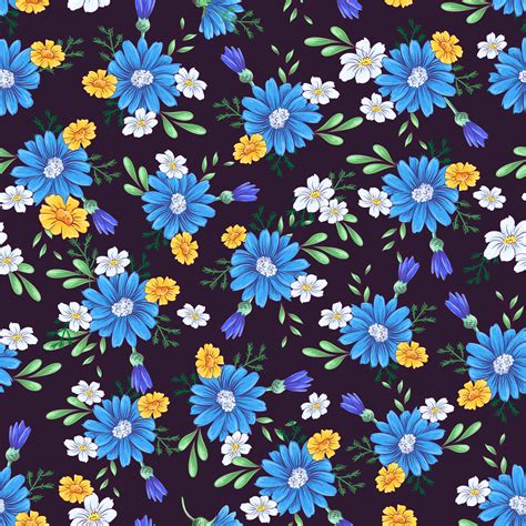 Wild Flowers Seamless Pattern Hand Drawing Vector Illustration 535943