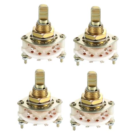 Uxcell 4pcs 10pin 2p4t 2 Pole 4 Position Switches Selectable Single