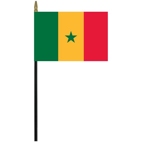 Senegal 4 X 6 Staff Mounted Rayon Flag