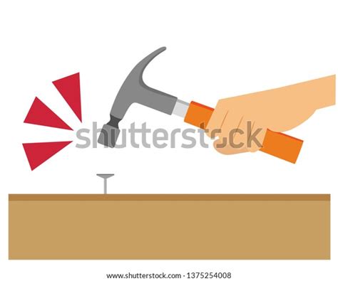 Hammer Hitting Nailhammer Vector Illustrationnail Vector Stock Vector