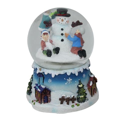 625 Snowman And Children Musical Swirling Christmas Snow Globe