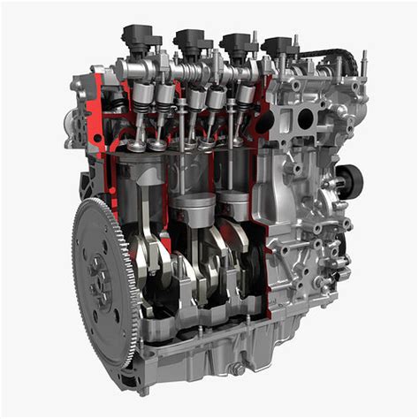 4 Cylinder Engine Block Cutaway 3d Model Cgtrader