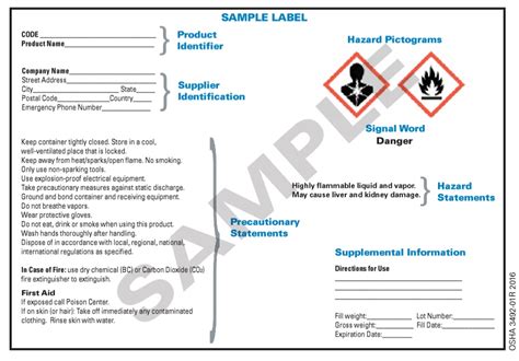 Free Printable Osha Secondary Container Label Template