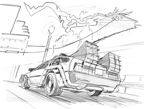 Delorean Coloring Pages Coloring Home