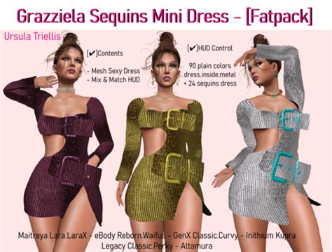 Second Life Marketplace 6919 Grazziela Sequins Mini Dress Fatpack