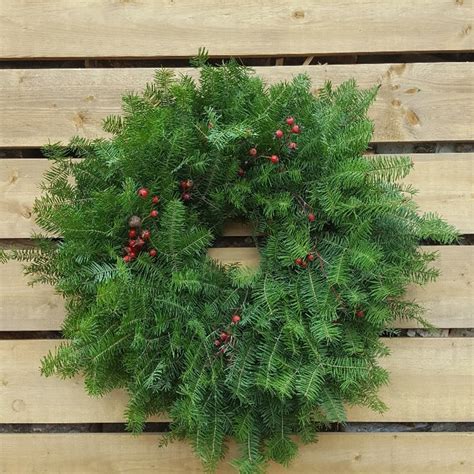 Fresh Balsam Fir Christmas Wreath With Rose Hips Etsy