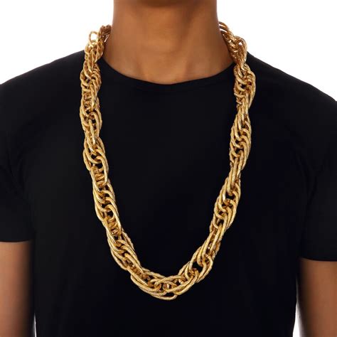 Street Fashion Hip Hop Yellow Filled Thick Mens Big Chunky Necklace