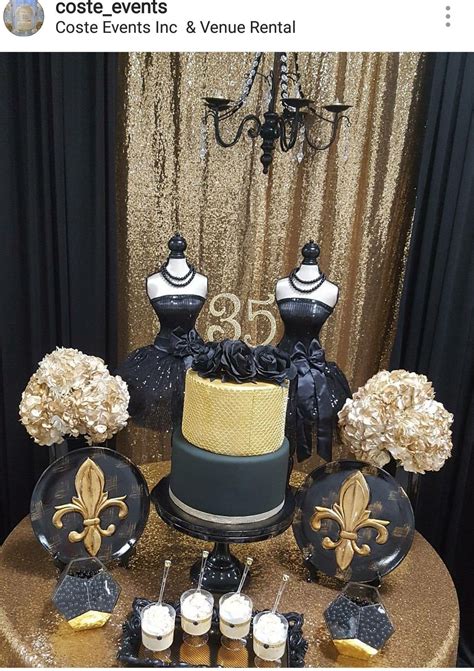 Gold And Black Birthday Party Dessert Table And Decor 50th Birthday
