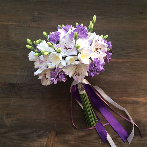 Classic round fuchsia bouquet of roses, calla lilies and orchids. Orchid And Lilac Wedding Bouquet - Handmade Flowers ...