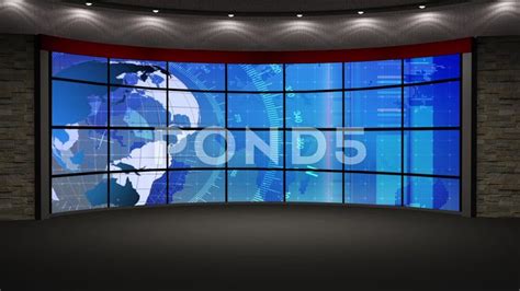 News Tv Studio Set 213 Virtual Green Screen Background Loop Stock