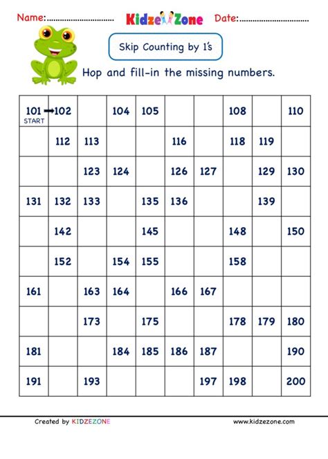 Math for week of may 31. Grade 1 Math Number worksheets - Skip Counting by 1