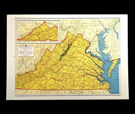 Virginia Decor Virginia Topographic Map Wall Art Decor Yellow Etsy In