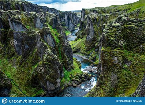 The Great Fjadrargljufur Canyon In Iceland Stock Photo Image Of
