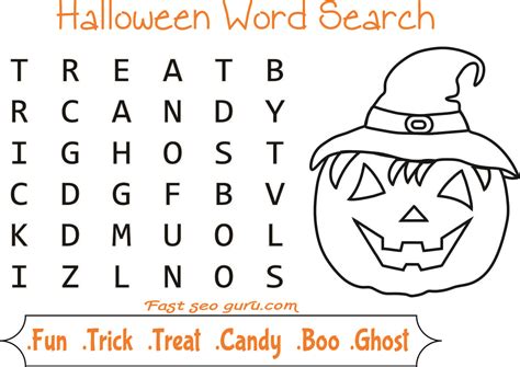 Easy Halloween Word Search For Kids Free Printable Coloring Pages For