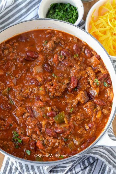 This Is The Best Chili Recipe A Big Pot Of Ground Beef Chili Loaded