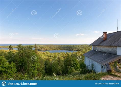 View Of The Island Of Anzersky Monastery Building Stock Photo Image