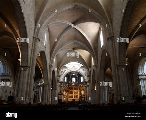 Main Altar Background And Gothic Quadripartite Rib Vaults Of The