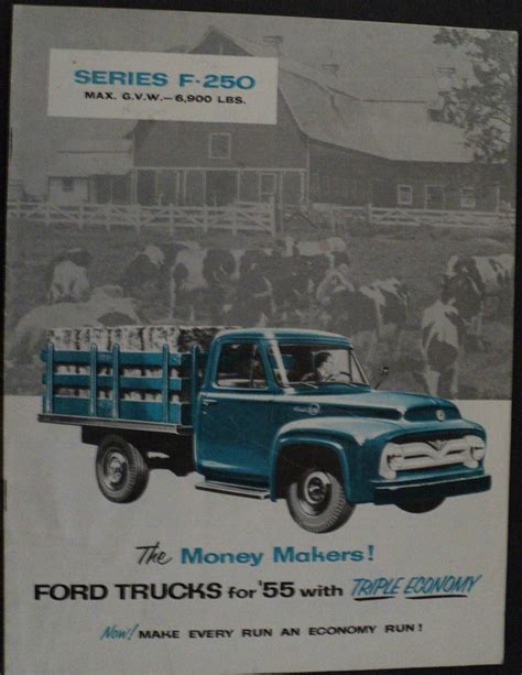 1955 Ford Truck Series F 250 Express Pickup Platform Stake Sales Brochure