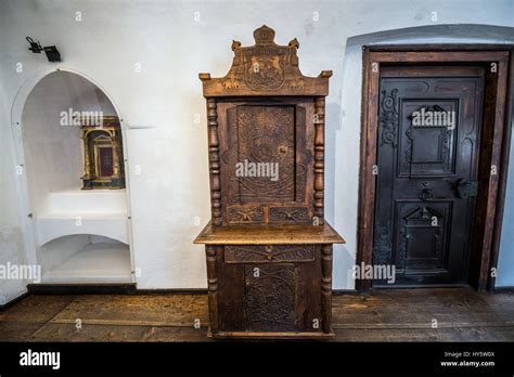 Old Wooden Furniture In Bran Castle Near Bran Romania So Called