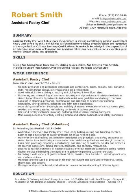 Pastry Chef Resume Sample Conscientiouscamera