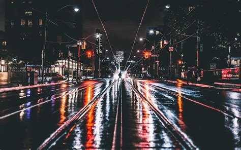 Download Wallpapers City Night Street Traffic Lights Rain San