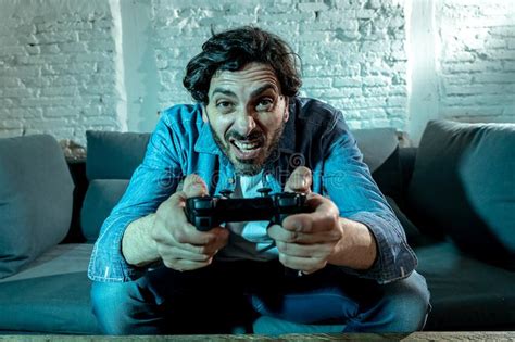 Close Up Of Nerd Video Gamer Addicted Man Stock Photo Image Of Game