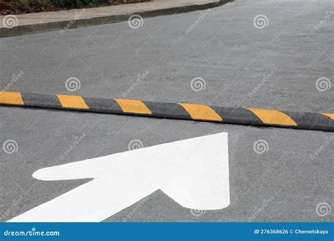 Striped Speed Bump On Street Road Safety Stock Photo Image Of
