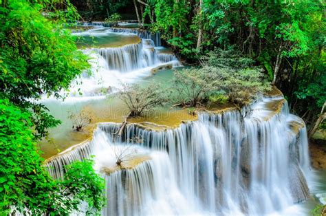 Huay Mae Khamin Waterfall Flowing Water Paradise In Thailand Stock