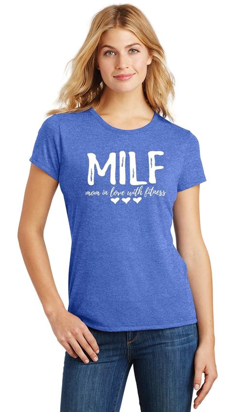 Ladies Milf Mom In Love With Fitness Tri Blend Tee Wife Gym Workout Ebay