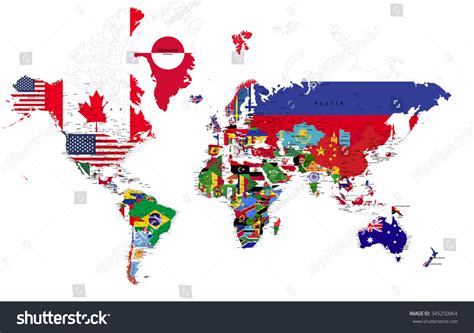 Political Map Of The World With Country Flags Royalty Free Stock