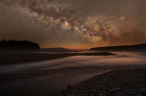The Milky Way Rises Over An Intertidal River In Acadia National Park