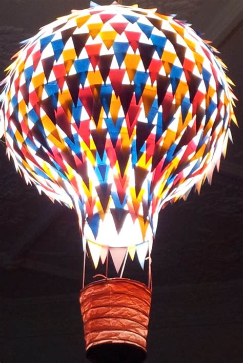 Most hot air balloons are made of nylon now. Hanging paper light shade - Colourful Hot Air Balloon ...